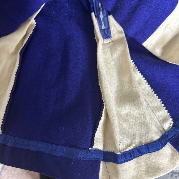 Vintage Cheerleader Uniform Skirt XS Blue White Wool Retro 1950s Cosplay Costume - Picture 4 of 5